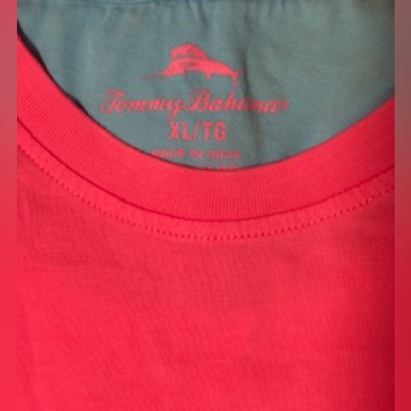 Tommy Bahama “Tutti Frutti” Pink With Blue Accents Pocket Logo T-shirt Men’s XL - Picture 2 of 4